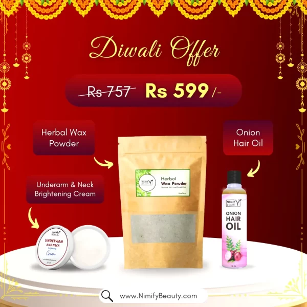 Nimify Insta Posts - Herbal Wax Powder - Underarm and Neck Brightening Cream - Onion Hair Oil